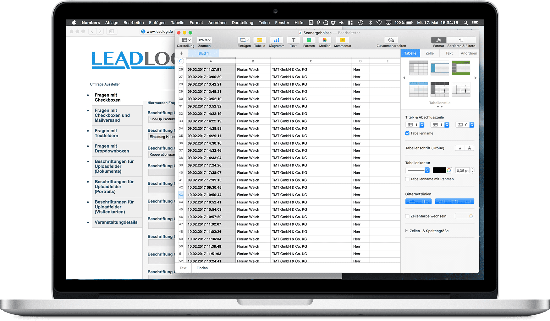 LeadLog Daten-Export